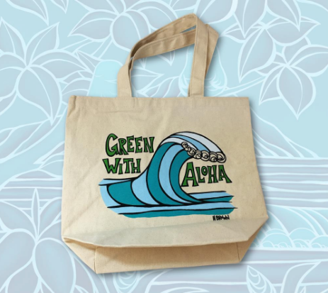 Green with Aloha Wave Tote Bag